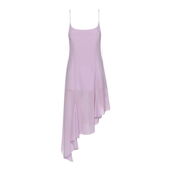 NWOT MATERIEL TBILISI Sz 10 Silk Asymmetrical Flare Slip Dress In Lilac Lavender - Picture 10 of 11